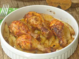 Fırında Patatesli Tavuk But Yemeği