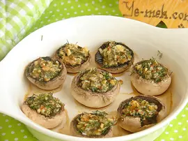 Fırında Peynirli Cevizli Mantar Dolması