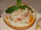Kremalı Meyve Salatası (Greyfurt Çanağında)