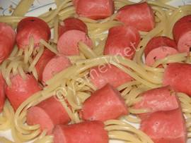 Spagetti Çubuklarında Sosisli Makarna