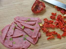 Salami and Sun Dried Tomatoes Bread Pizza Recipe