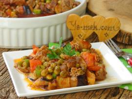 Fırında Bezelyeli Patlıcan Kebabı