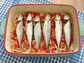 Fırında Sebzeli Uskumru