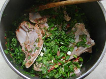 Boned Lamb Stew (Fresh Green Herbs) Recipe