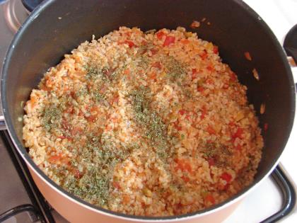 Patlıcanlı Bulgur Pilavı
