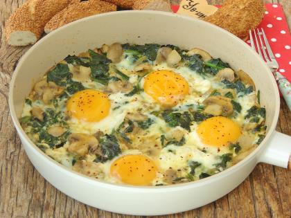 Mantarlı Ispanaklı Yumurta