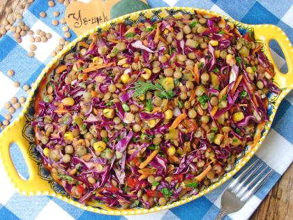 Mor Lahanalı Mercimek Salatası