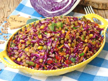 Mor Lahanalı Mercimek Salatası