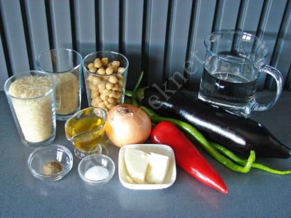 Patlıcanlı Nohutlu Pilav