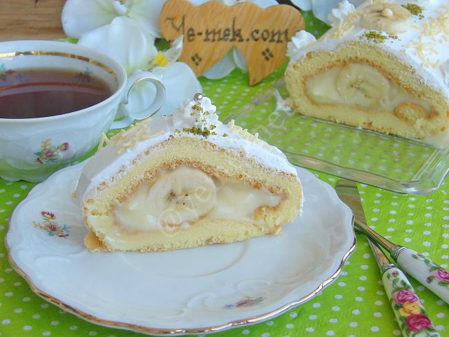 Pastane Usulü Muzlu Rulo Pasta Tarifi, Nasıl Yapılır? (Resimli) Yemek