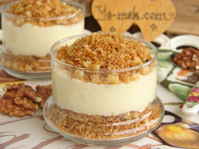 Shredded Wheat Dessert with Pudding in Cups