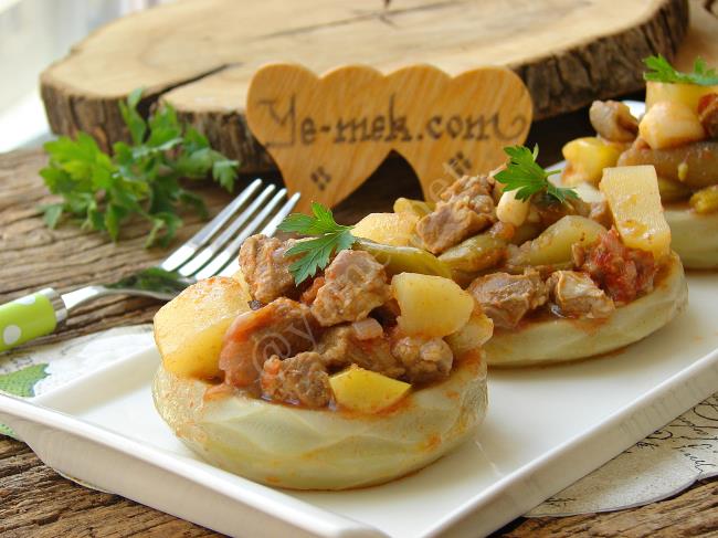 Enginar Çanağında Etli Türlü Yemeği - Yapılışı (14/16) 