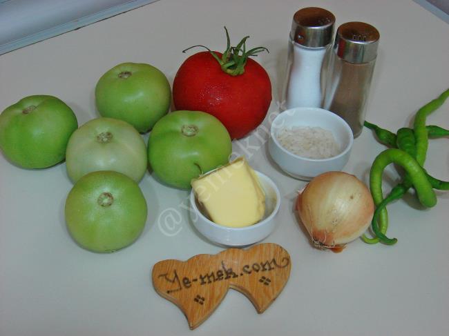 Pirinçli Yeşil Domates Yemeği - Yapılışı (1/8) 