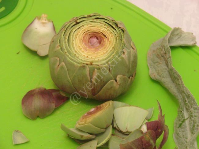 Yapraklı Taze Enginar Dolması - Yapılışı (6/24) 