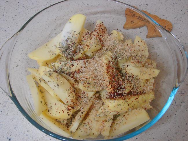 Fırında Susamlı Patates Kızartması - Yapılışı (5/12) 