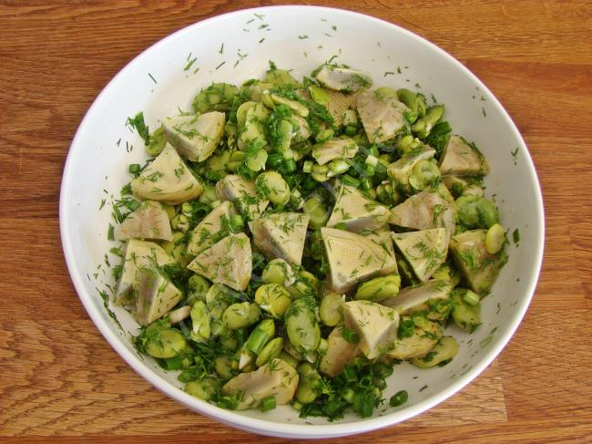 İç Baklalı Enginar Salatası - Yapılışı (9/12) 