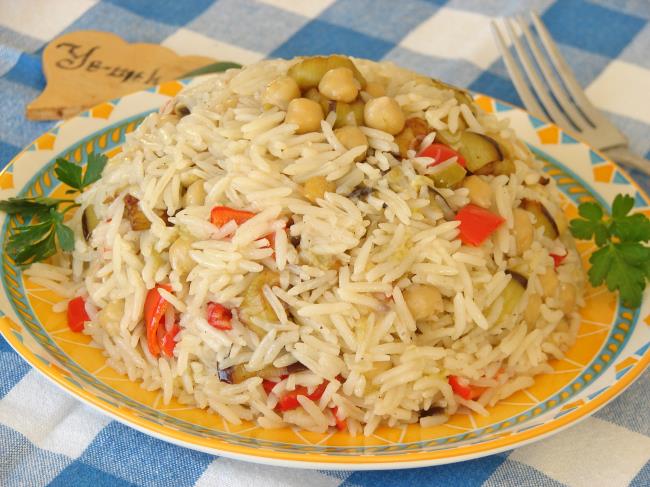 Patlıcanlı Nohutlu Pilav